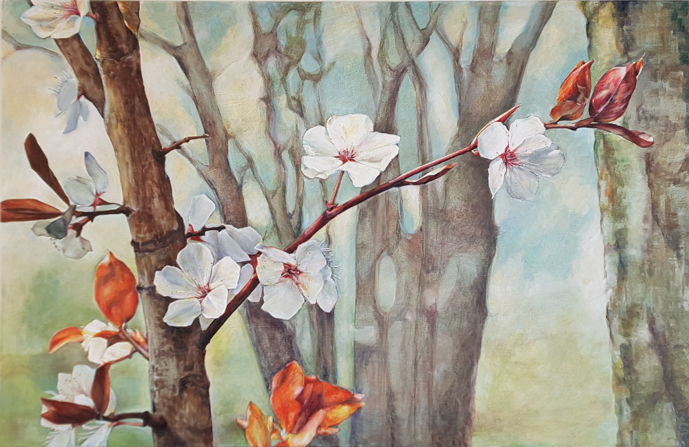 Blütenzweig, 180x100cm, 2024